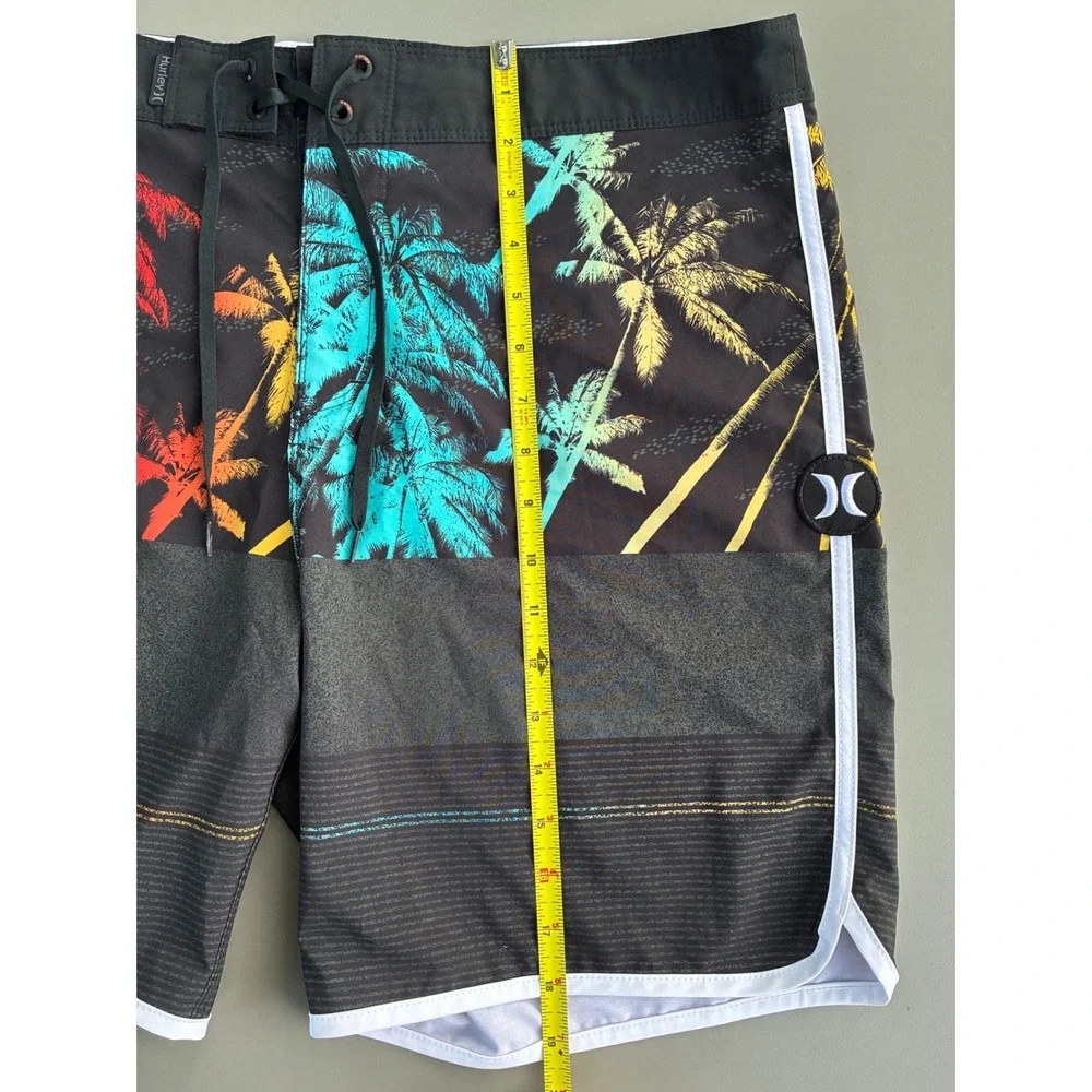 Hurley Phantom King Palm Board Shorts Mens 34 Black Tropical Swim Trunks